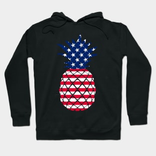 Pineapple July 4th Celebration, Patriotic Red White Blue, Summer Hoodie